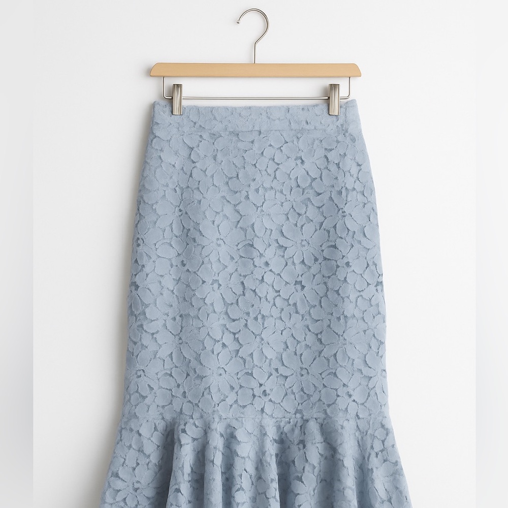 Elegant Light Blue Lace Skirt